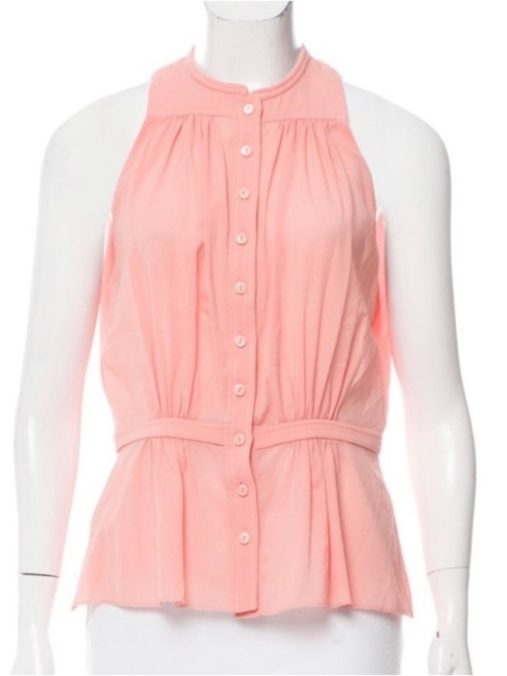 Balenciaga Peach-Pink Sleeveless Button-Front  Blouse